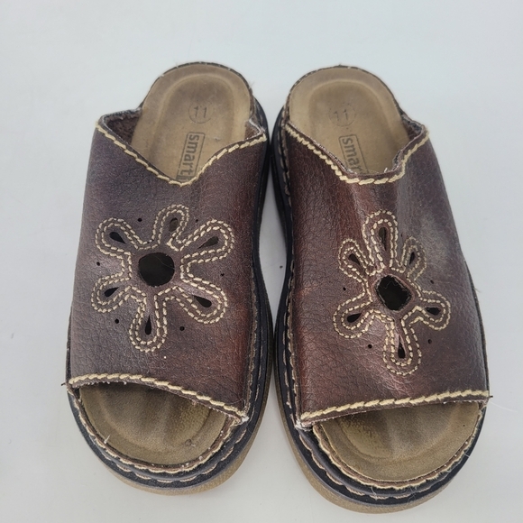 Smart fit kids vintage chunky brown slides sandals slip on size 11 - Picture 2 of 8